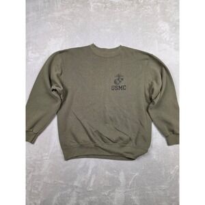 USMC Sweatshirt Mens M/L Green Military Marine Corps Eagle Globe Anchor *Read